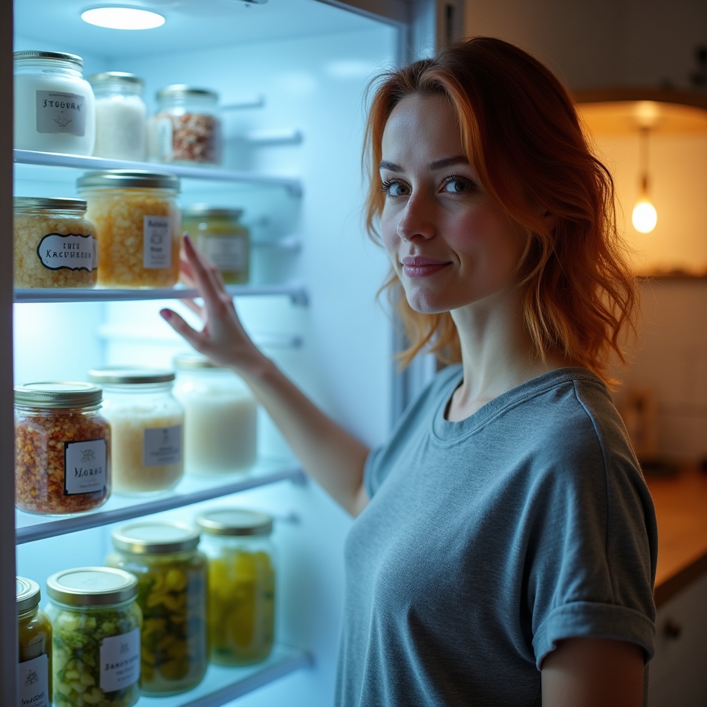 Probiotyczne produkty przechowywane w lodówce